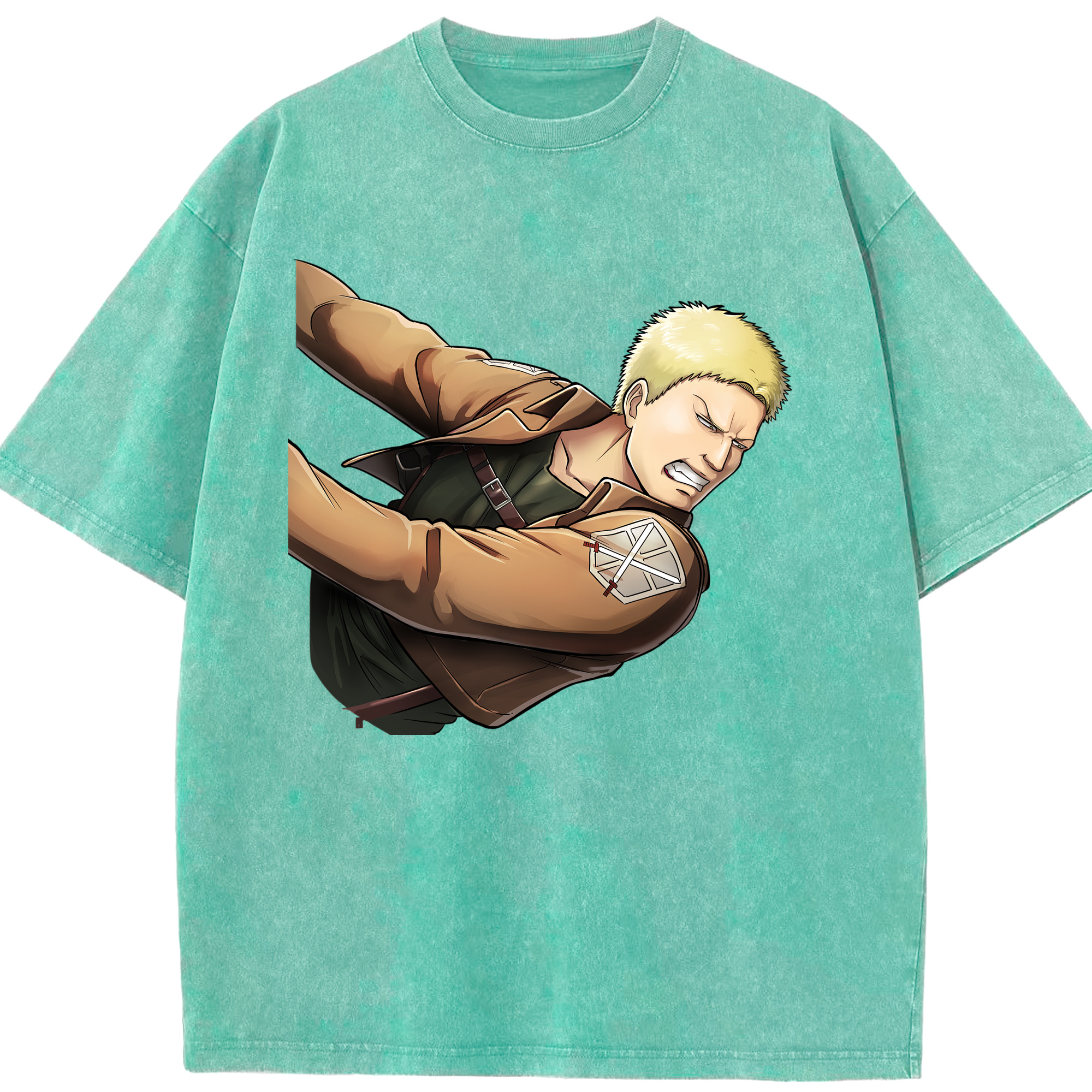 （画像用） 進撃の巨人 ライナー・ブラウン Attack on Titan Reiner Braun 綿100% ヴィンテージ風 半袖Tシャツ（フロントプリント）